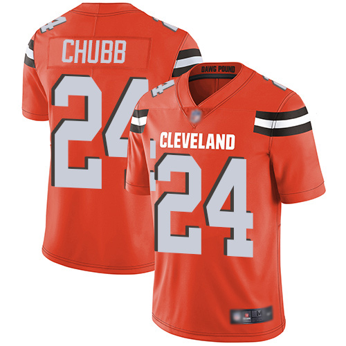 Cleveland Browns Nick Chubb Men Orange Limited Jersey #24 NFL Football Alternate Vapor Untouchable